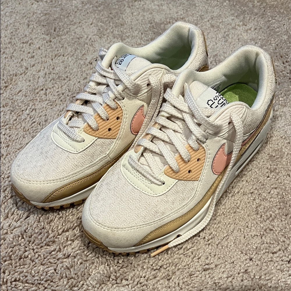 Nike Cream Sneakers with Pink & Tan Details